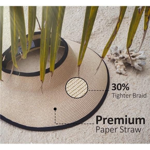 New Sun Visor Hat for Women Summer Ponytail Foldable Straw Beach Hat UPF‎ 50+ - Picture 6 of 6